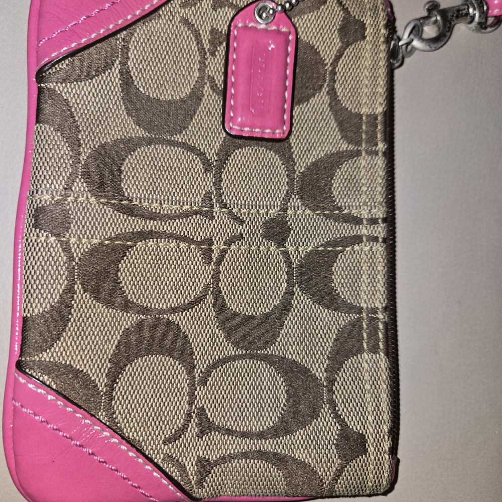 Coach Pink and Brown Wristlet